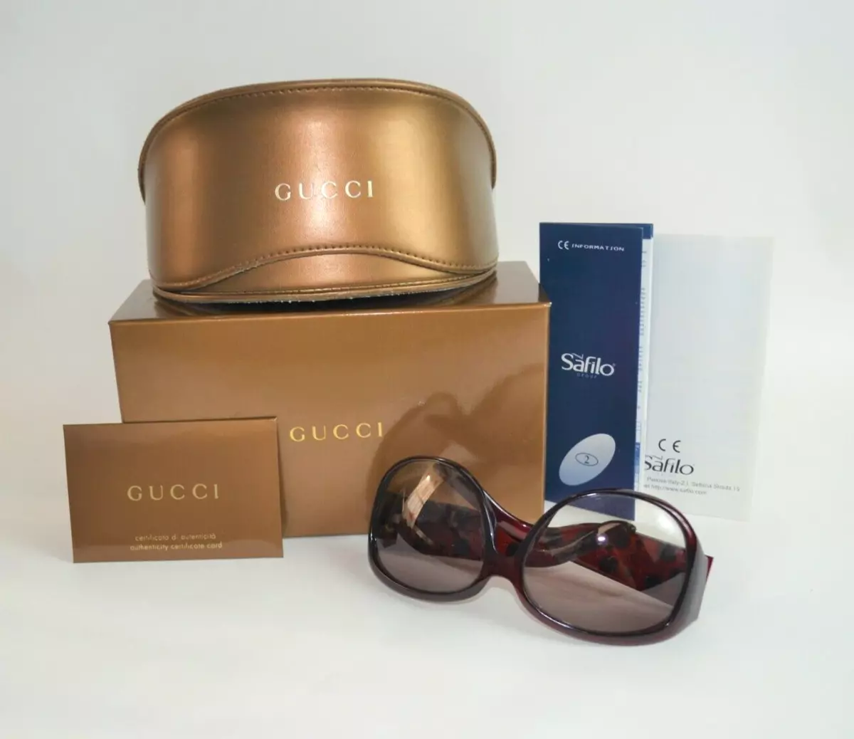 Auth Gucci Brown GG 3046/F/S Ovrpf 62-15 120 Optyl Women Sunglasses Italy Good