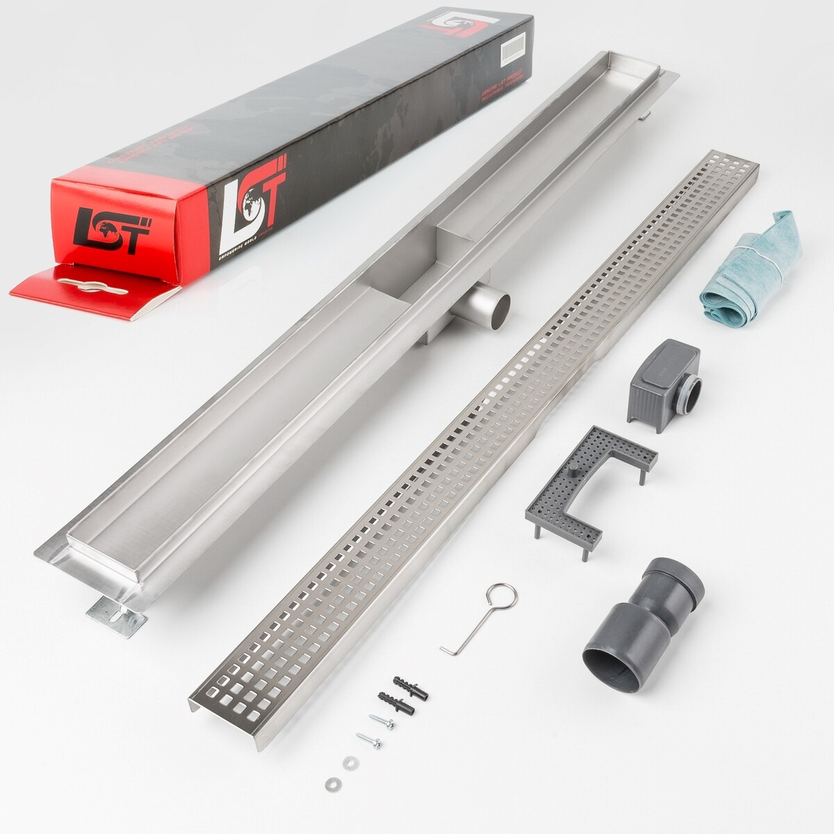 Shower Channel Squares 900 x 70 mm Height Adjustable Drainage Grate Perforated