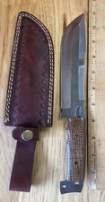 Vintage CFK Cutlery USA Custom Hunting Knife Handmade Micarta Leather Sheath