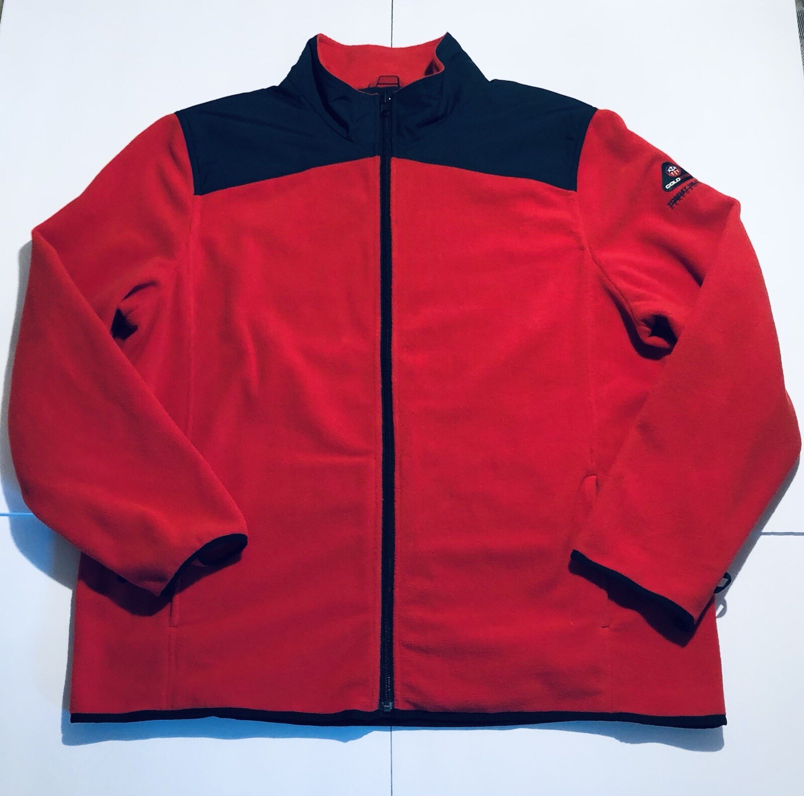 Vintage 90s Tommy Hilfiger Red Blue Fleece Zip Up Jacket Mens XXL