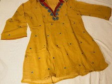Used Once Chiffon Handwork Embroidery Indian Pakistani Kurta Kameez Shirt Dress