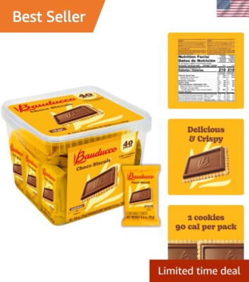 Delicious Choco Biscuit Cookies - 40 Individually Wrapped Snack Packs - 25.3 oz