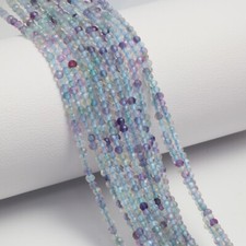 A   Nature Blue Fluorite Faceted Round Gemstone 2MM Tiny Beads Strand 12-5''