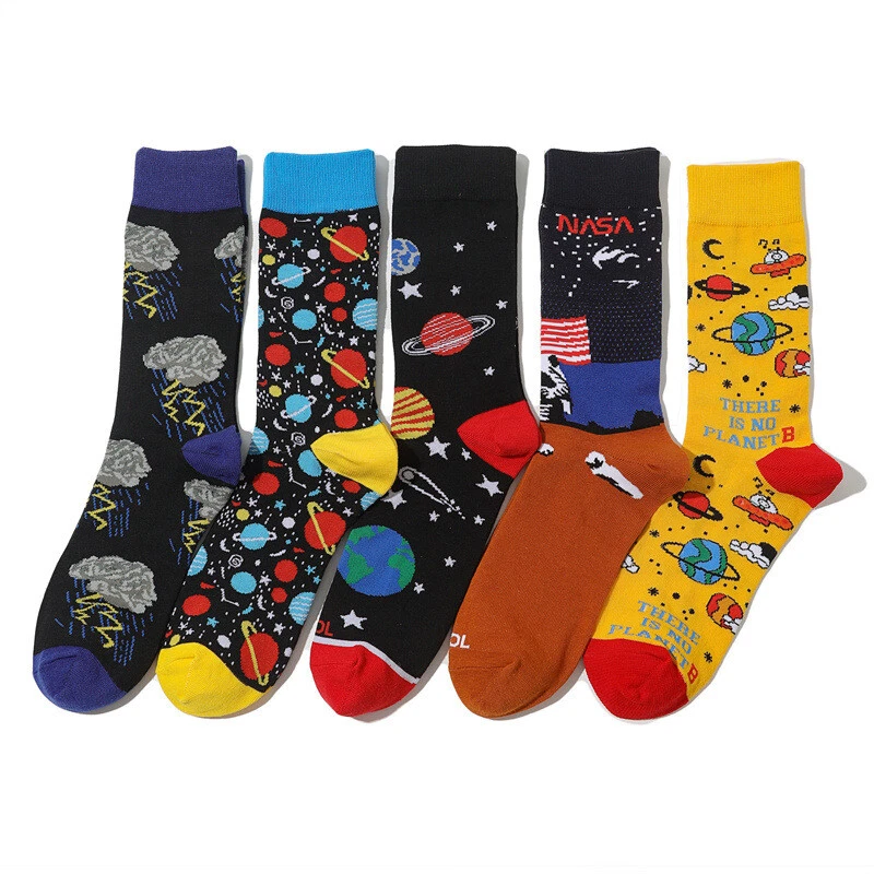 Men Cartoon Socks Starry Sky Anime Cotton Medium Tube Sock Women Star Ball Socks