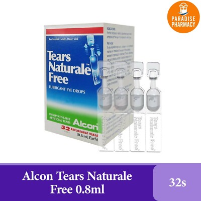 5 Boxes ALCON TEARS NATURALE 0.8ml X 32 Vials FREE Lubricant Eye Drops Each FAST