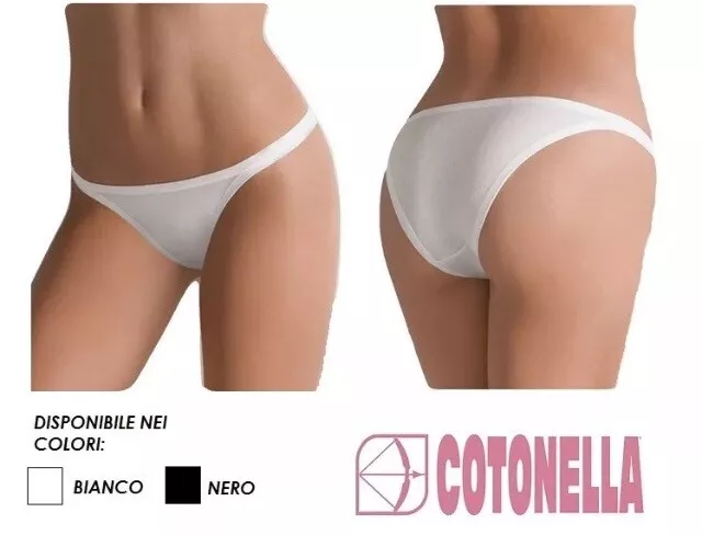 N.6 TANGA Slip DONNA vita bassa in COTONE Bielastico COTONELLA art.3161
