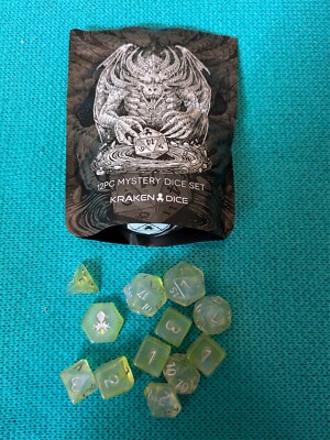 Kraken Dice Prawject 02 Poly twelve Dice Set (12) boreal transparent yellow