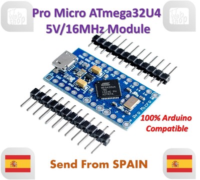 Pro Micro ATmega32U4 5V//16MHz Module with Pin Header for Arduino Leonardo