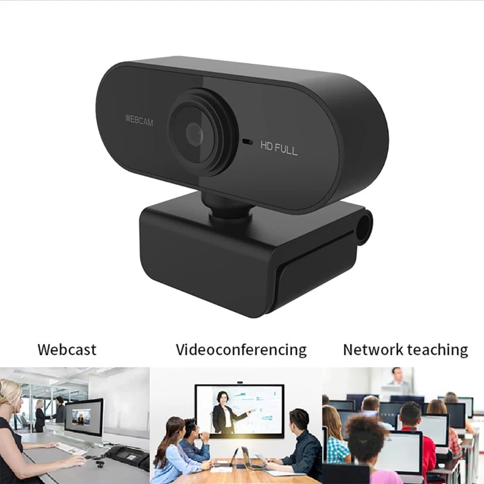 Webcam mit Mikrofon Kamera PC Cam 1080p HD 360° einstellbar USB Webcam für Konfe - Bild 2 von 4
