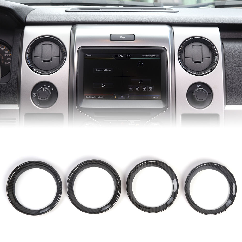 4PCS AC Air Vent Outlet Cover Bezels Frame Trim for Ford F150 09-14 Carbon Fiber
