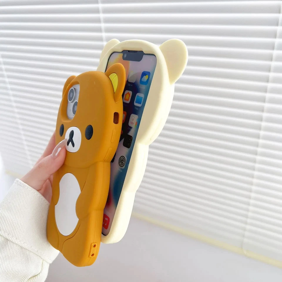 Rilakkuma Bear Silicone Soft Cover Case for Iphone 16 15 14 13 12 11 Pro Max Min - Image 4 of 4