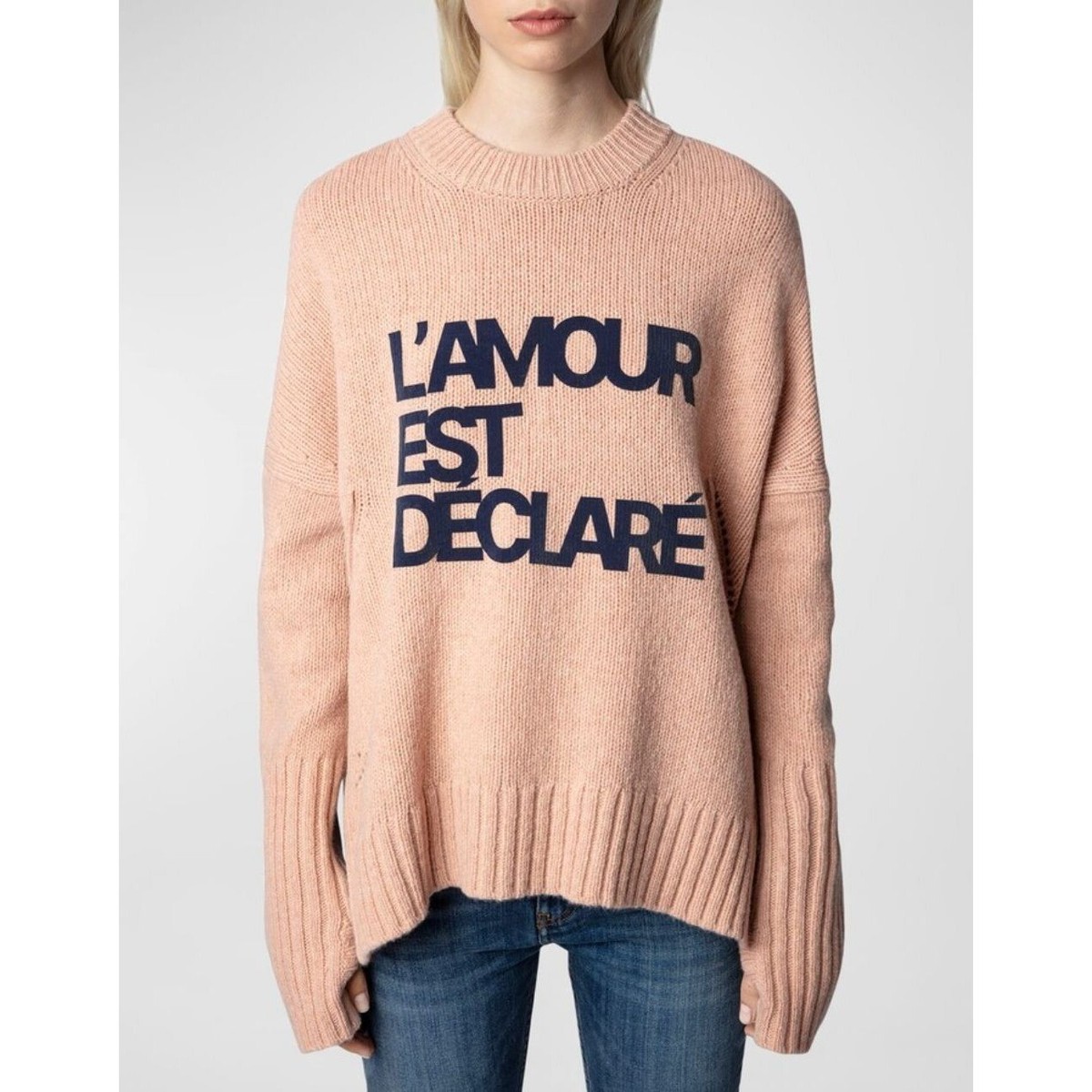 Zadig Voltaire Malta Oversized Merino Wool Sweater In Blush Size