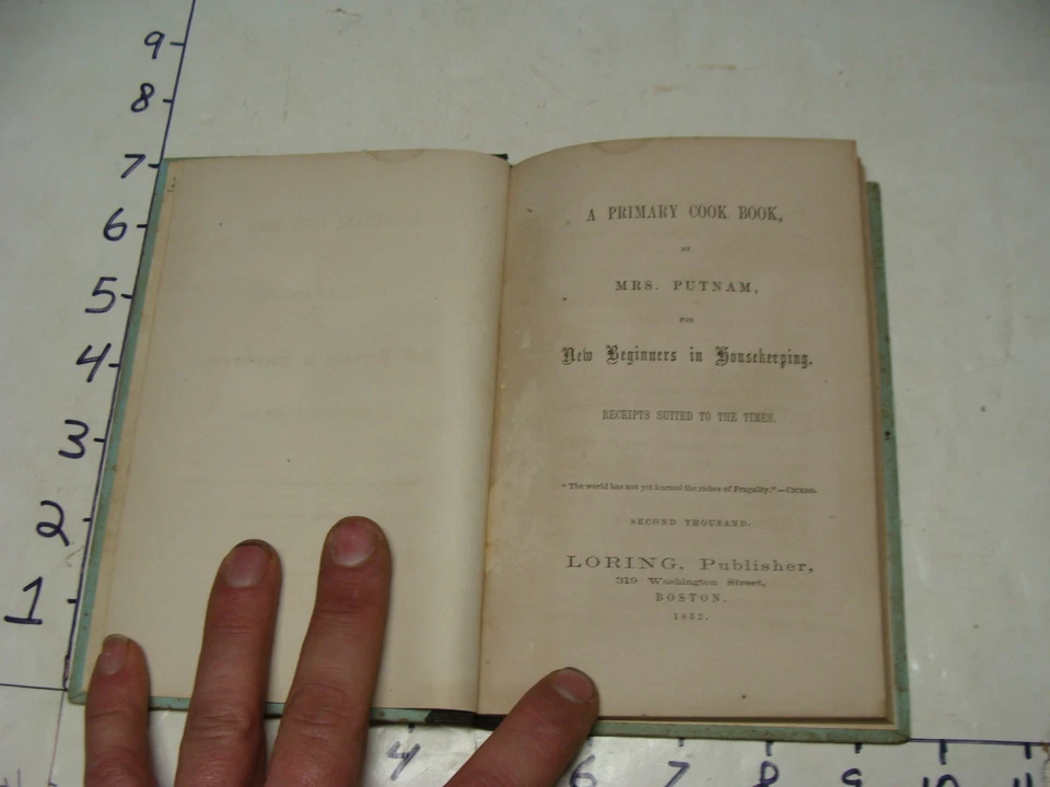 vintage book--1862 A Primary Cook Book by Mrs. Putnam 1862--1 of 2000 copies - Image 3 of 4