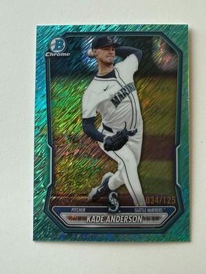 Kade Anderson 2026 Bowman Chrome #BCP-19 Aqua Shimmer Refractor Prospects 34/125