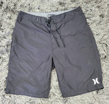Hurley Board Shorts Mens 29 x 8 Black Polyester Surf Swim Trunks Drawstring Logo