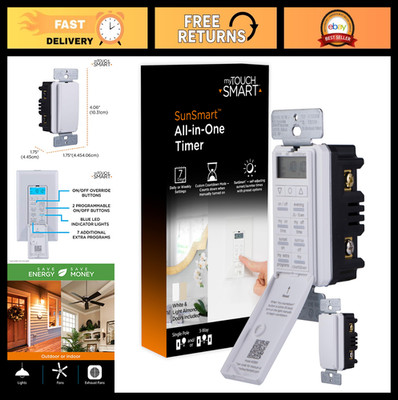 In-Wall Digital Timer with Push Switch, Backlit LED, 8 Custom On/Off Times, Coun