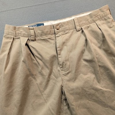Polo Ralph Lauren Ethan Pant Mens 34x34 Khaki Tan Pleated Chino Trousers Cotton