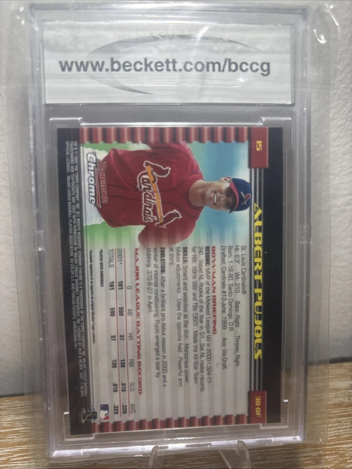2002 Bowman Chrome - Albert Pujols #15 BCCG 10 - Image 2 of 2