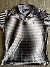 Vintage Tommy Hilfiger Shirt Men  s XL Blue White Rugby Polo Short Sleeve