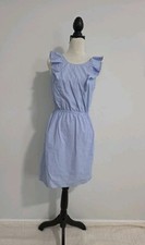 J Crew Dress Womens Size 4 Lt Blue Cotton Sheath Sleeveless Lined Preppy Career