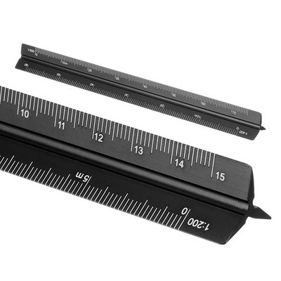 7 Inch Metric Architectural Triangular Scale Ruler Large Scale, Black