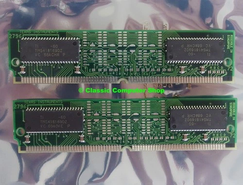 Set 2x Texas Instruments 8MB 16MB kit 60ns non-parity EDO RAM 72-pin SIMM