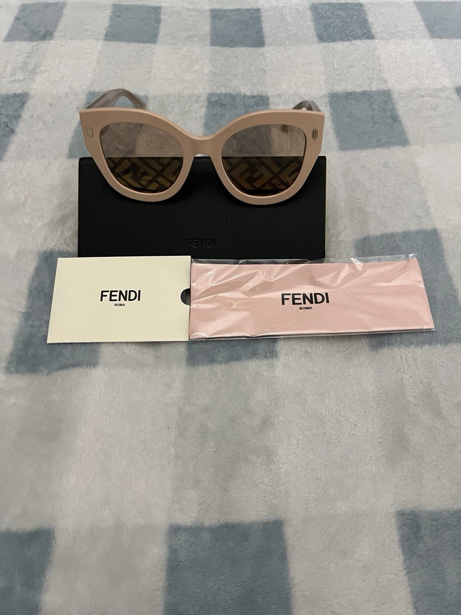 Fendi Elegant Shiny Beige Fine 59mm Round Sunglasses Fendi Beige Round Sunglasses for Women for sale | eBay main image 3
