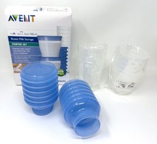 Avent 6 oz Breast Milk Storage STARTER SET - 10 Cups  Lids  2 Adapters