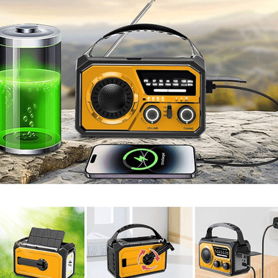 Notfall Kurbelradio 16000mAh Solar Power Bank AM/FM  Lampe Kompass