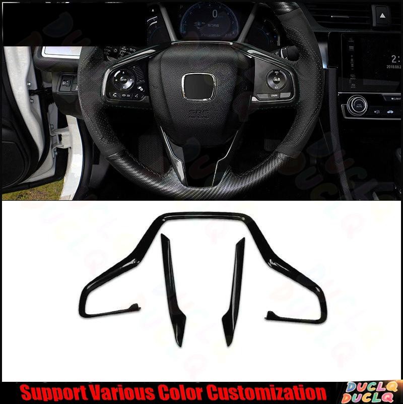 Steering Wheel Horn Button Panel Trim For Honda Civic 10th 2016-21 Bright Black