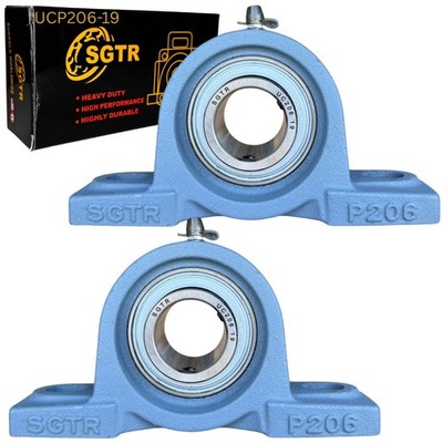(2 Pack) Premium Heavy Duty UCP206-19 Pillow Block Bearing, 1-3/16 inch Bore