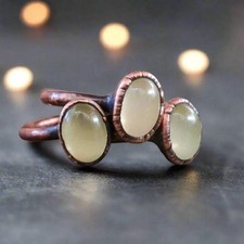 Prehnite Ring - Handmade Handcrafted Copper Talisman For Inner Peace