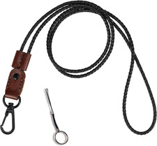 Leather Necklace Rope Lanyard with Metal Clasp for Key ID Badge Holder