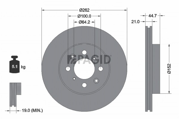 2X Bremsscheibe Pagid 51119NC FüR Honda Civic 6 Fastback Ma Mb Aerodeck Mc Ej Ek-image