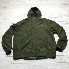 Frabill Jacket Mens XL Green Hooded Rain Shell 3M Scotchlite Reflective Fishing