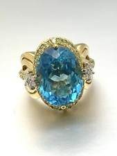 Blue Topaz Ring Natural Gemstone 925 Sterling Silver Gold Plated Holidays Gift