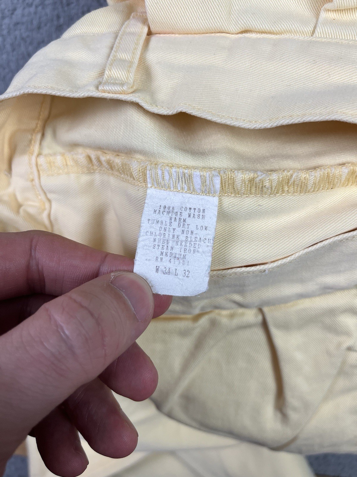 Vintage Polo Ralph Lauren Pant Men 33x29 Yellow Pleated Cotton Twill Made in USA thumbnail 13