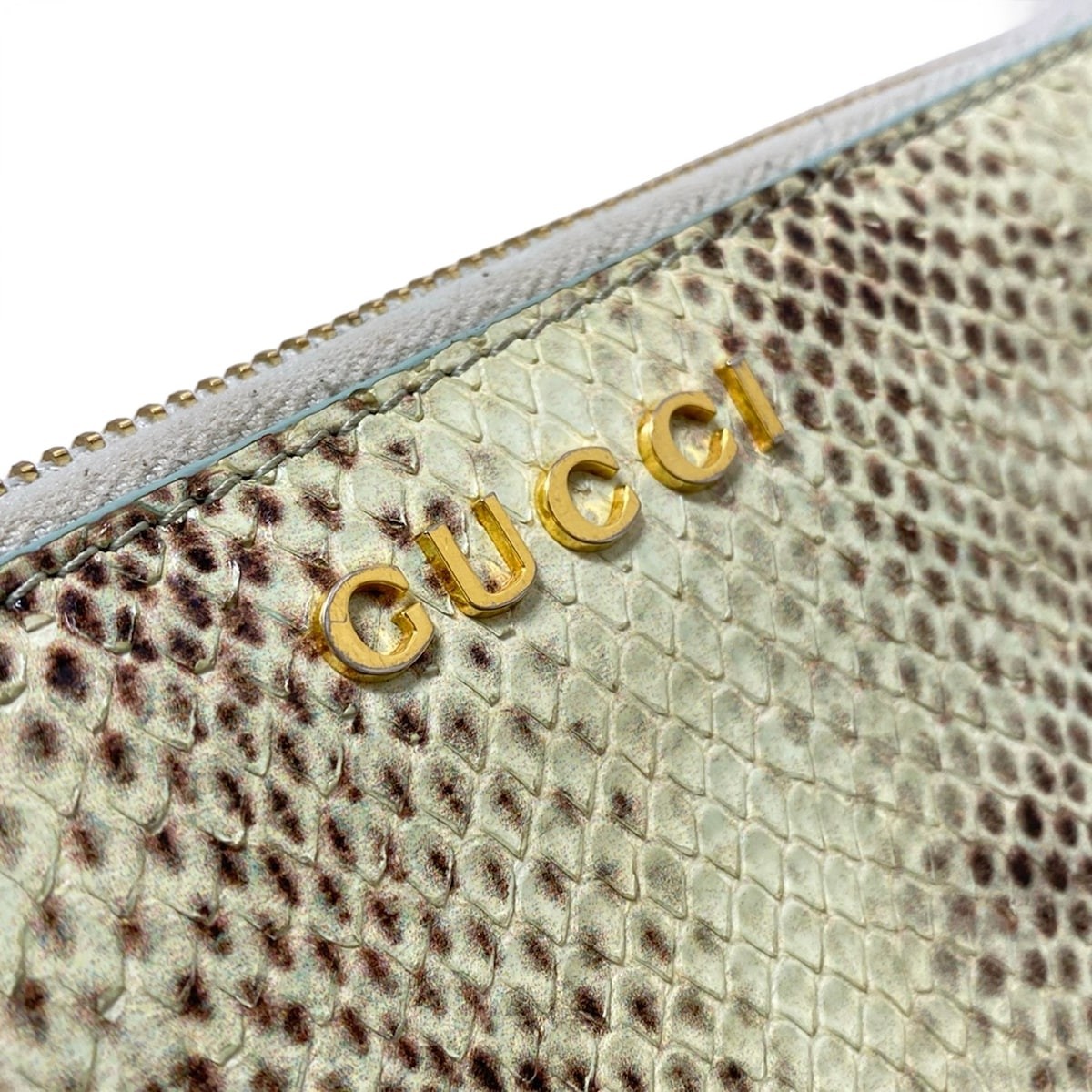 Gucci 772642 Script Python Zip Wallet Green Yello… - image 7
