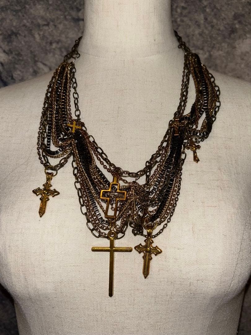Archive y2k vkei kmrii hyde gunda Necklace Dark Leath… - Gem