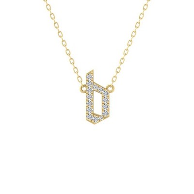 10k Yellow Gold Lab Grown Diamond Initial b Necklace 18'' Silver Cable Chain