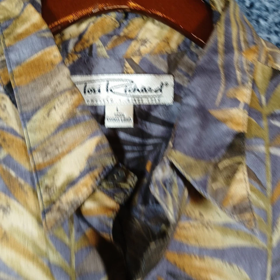 Рубашка мужская Tori Richard L гавайская с цветочным рисунком коричневая с коротким рукавом на пуговицах - Изображение 3 из 4