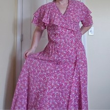 Vintage Floral Pink Wrap Dress