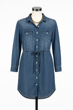 Anna-Kaci Women’s Denim Shirt Dress, Button Front & Tie Waste, Size M