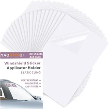 Windshield Sticker Applicator Kit 20 pcs 4x6 Inch Static Cling Film Sheets High