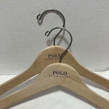 Polo Ralph Lauren Natural Wooden Curved Coat Hanger Set Of 2 17 Wide Blue Print