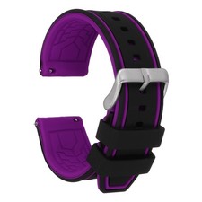 Silicone Watch Bands 24mm Soft Quick Release Watch Bands, Black Violet