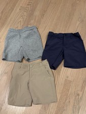 All In Motion 7-8Y Boys Bundle Of 3 Shorts Navy Gray Tan