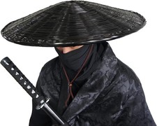 Samurai Swordsman Bamboo Hat Japanese Asian Style 21 Inch Diameter 4 Inch Depth