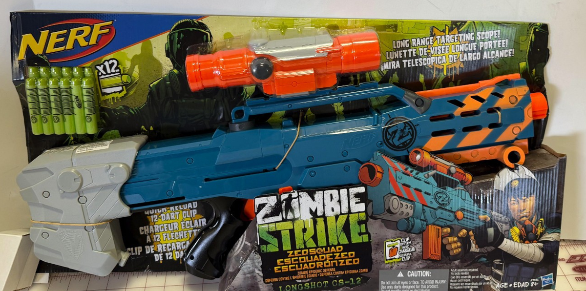 Nerf Zombie Strike Zedsquad Longshot Blaster Gun CS-12 BRAND NEW