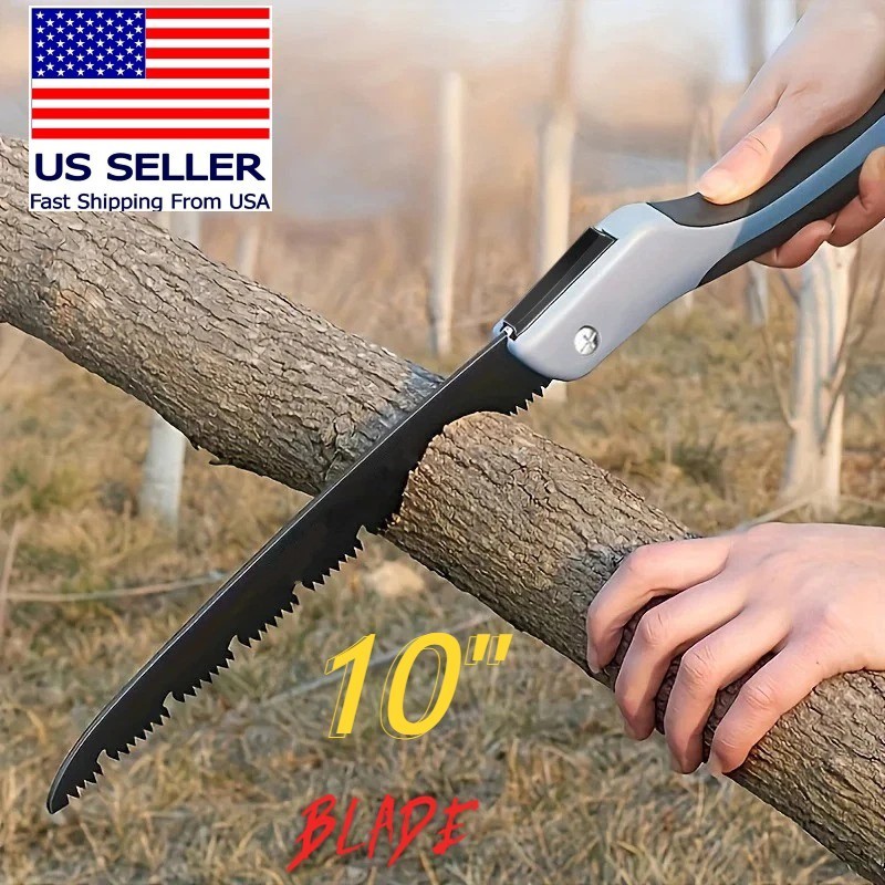 10" Folding Saw Hand Pruning Hacksaw Garden Wood Cutting Camping Tool Steel